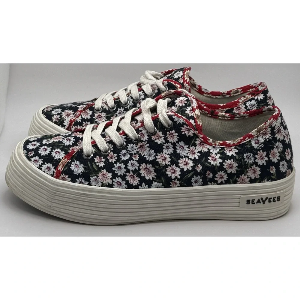 SeaVees Monterey Daisy Patchwork Women Sz 7.5‎ Platform Cottage Core Boho